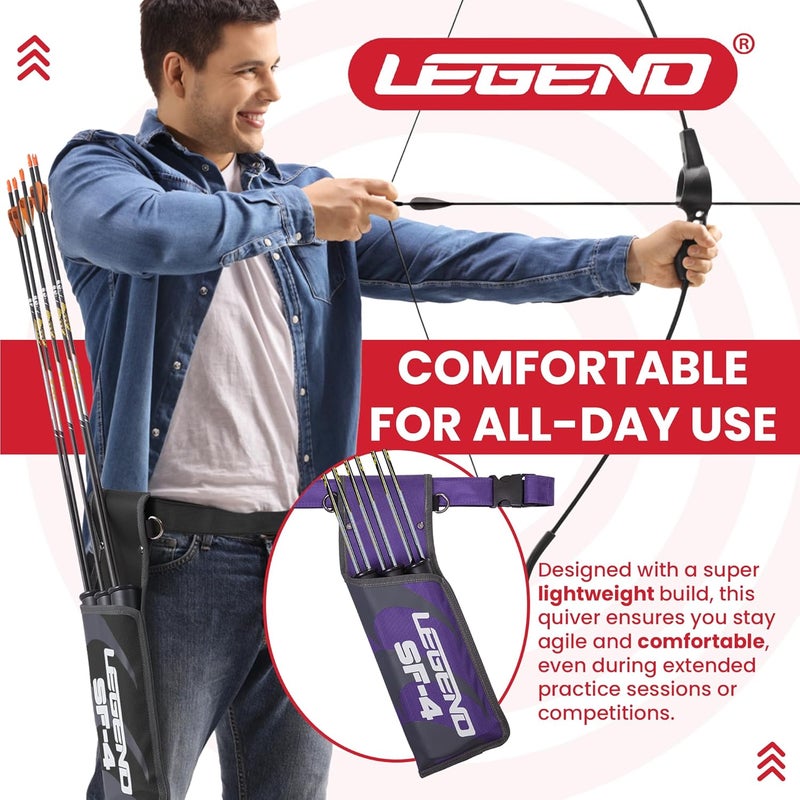 Legend SF4 Hip Quiver for Arrows -vBeginner-Friendly Right-Handed Arrow Quiver with 3 Arrow Tubes, Durable Archery Quiver with Adjustable Belt Strap, Waist Quiver Arrow Holder for Target Shooting - Image 2